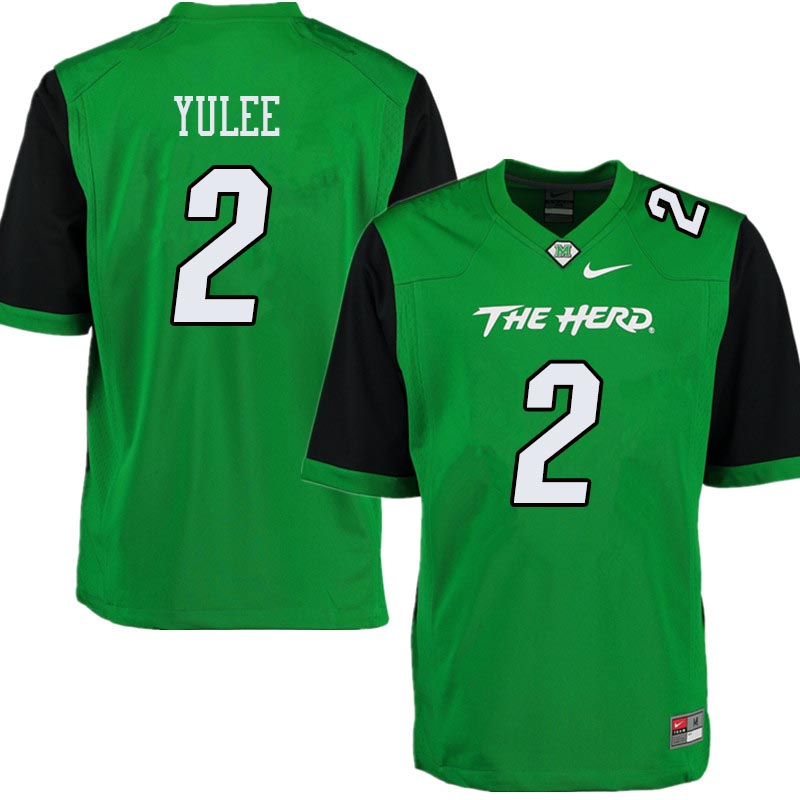 Men #2 Jaquan Yulee Marshall Thundering Herd College Football Jerseys Sale-Green - Click Image to Close